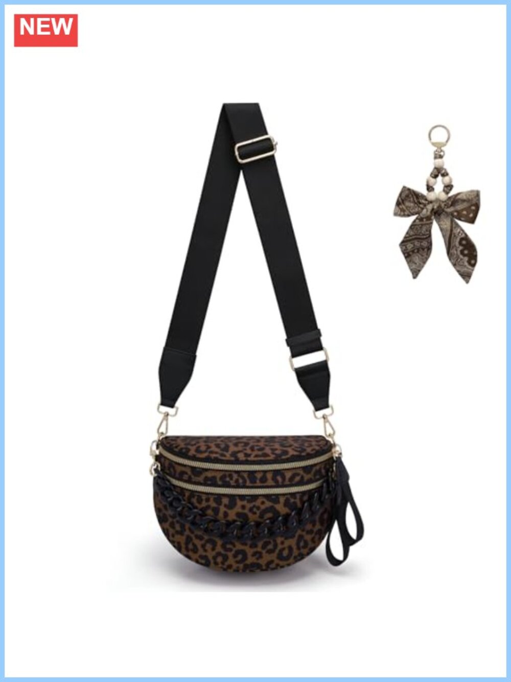 Leopard Print Crossbody Bag Nylon Water-Resistant Fanny Pack